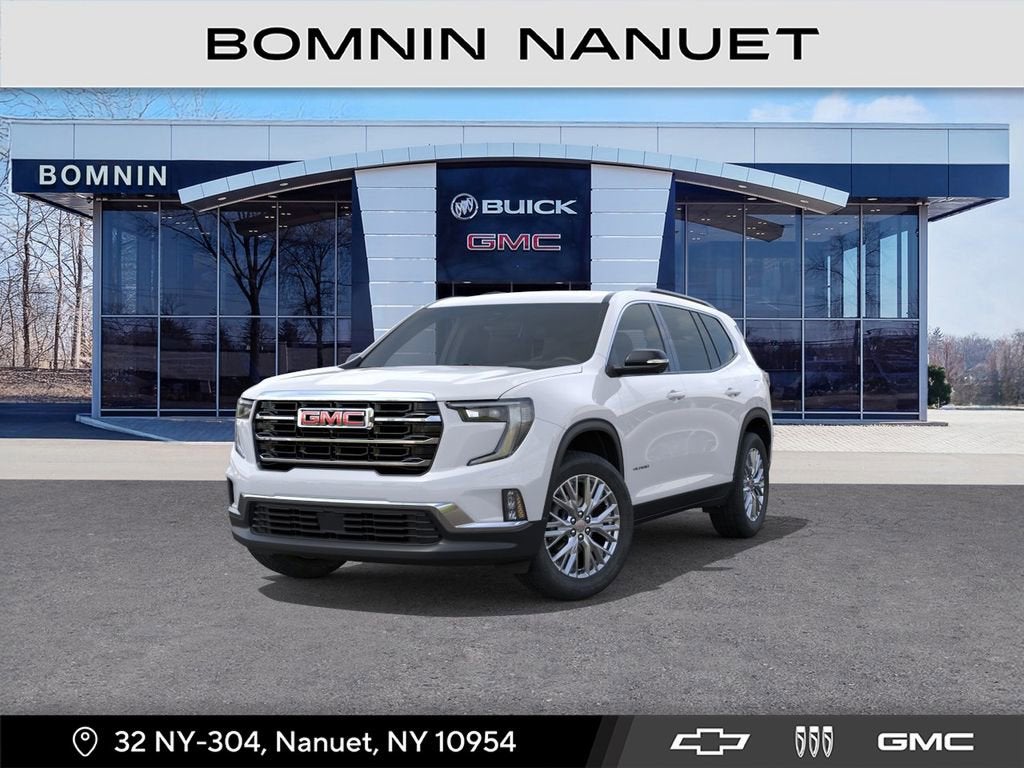 2026 GMC Acadia Elevation in Summit White — front three-quarter view