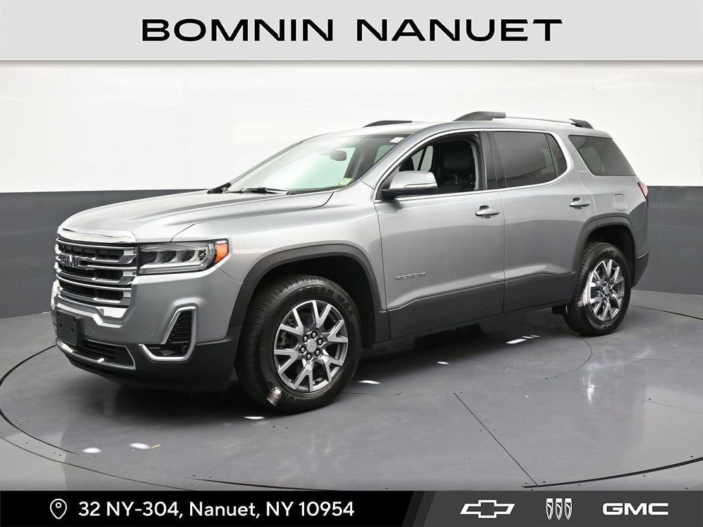 2023 GMC Acadia SLT in Sterling Metallic — front three-quarter view