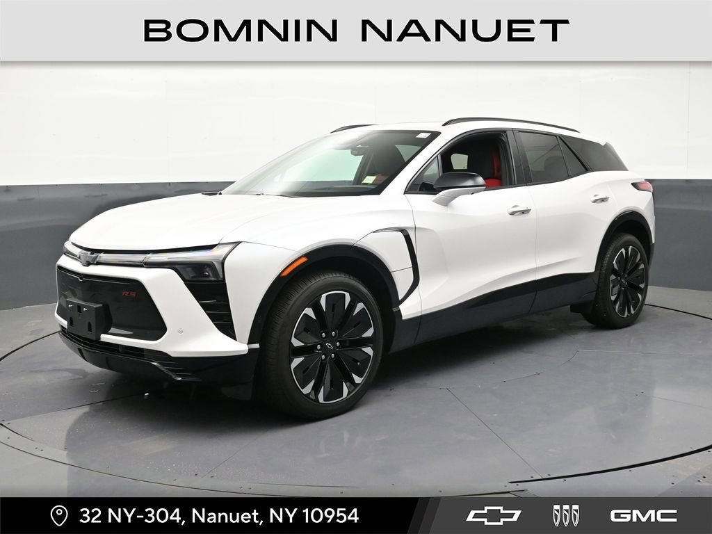 2025 Chevrolet Blazer EV RS in Iridescent Pearl Tricoat — front three-quarter view