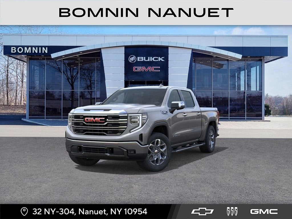 2026 GMC Sierra 1500 SLT in Sterling Metallic — front three-quarter view