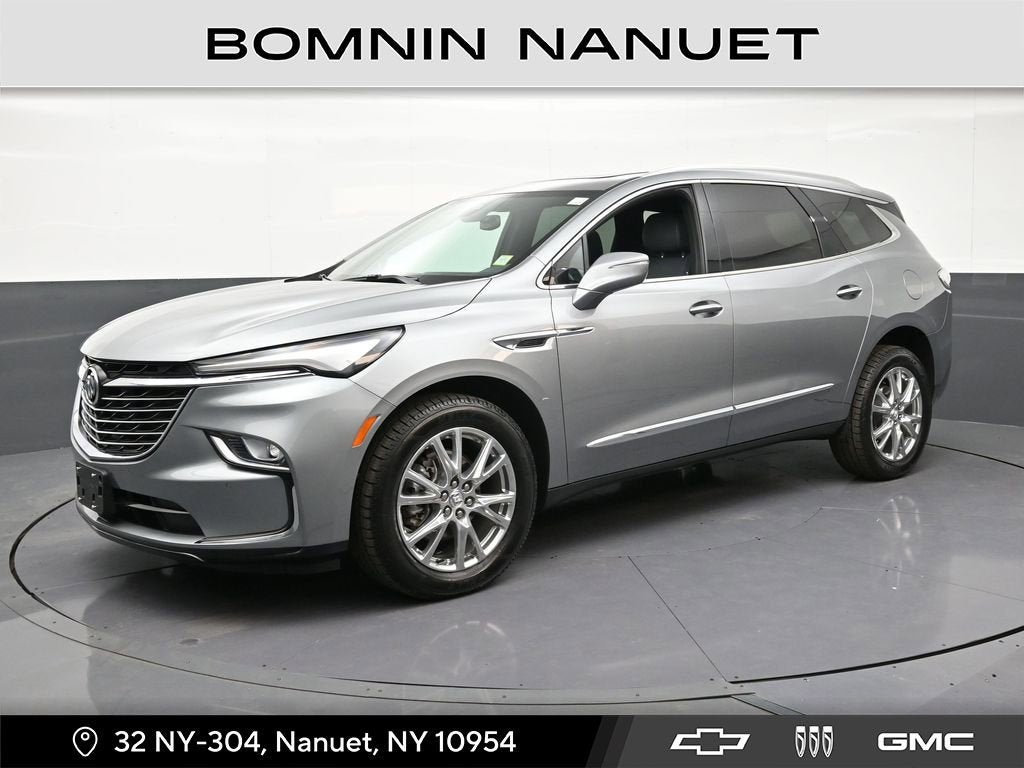 2023 Buick Enclave Essence in Moonstone Gray Metallic — front three-quarter view