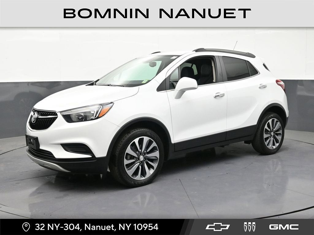2022 Buick Encore Preferred in Summit White — front three-quarter view